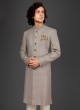 Simple & Sober Sherwani In Jute Fabric